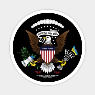 Ukrainian-American Eagle armistice over arms Ukraine Flag | Great Seal of the United States Peace sign Magnet